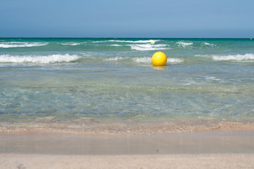 Fototapeta na wymiar Sea view from sand beach
