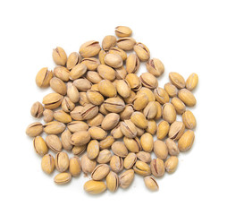 Pistachios on a white background