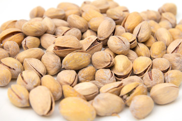 Pistachios on a white background