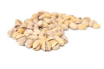 Pistachios on a white background