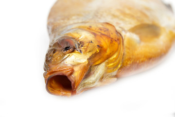 Smoked fish on a white background
