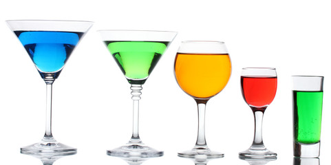 alcoholic cocktails isolated on white