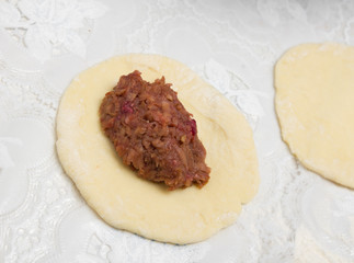 rolled out dough with jam