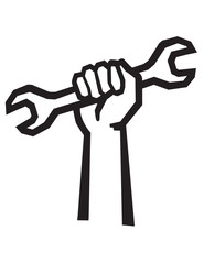 Hand holding wrench. Vector eps 8