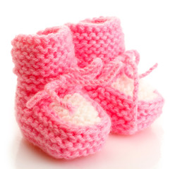 pink baby boots isolated on white