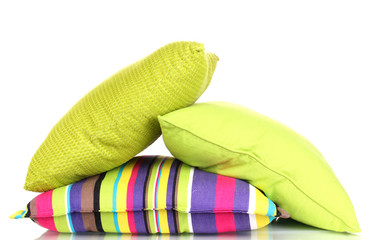 Bright color pillows isolated on white