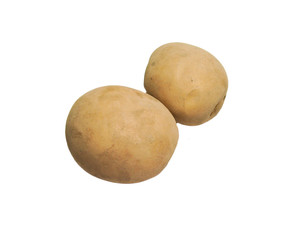 Two fresh potatoes isolated on white background