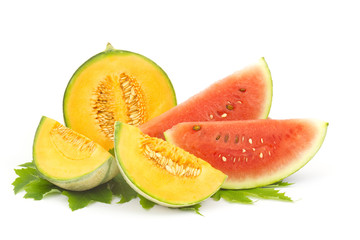 pieces of watermelon and cantaloupe melon
