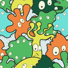 Colorful seamless texture with funny viruses