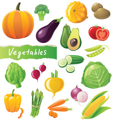 vegetables icons set