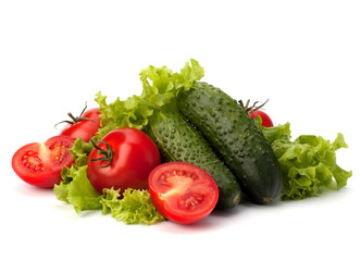 Tomato, cucumber vegetable and lettuce salad