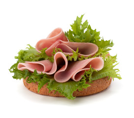 healthy sandwich with vegetable and smoked ham