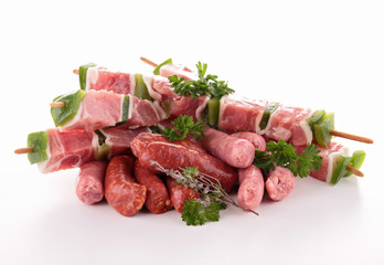 assortment of raw meats