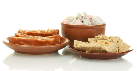East sweets - halva, sherbet and Turkish delight isolated
