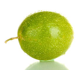 green passion fruit isolated on white