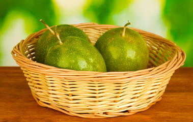 green passion fruit on green background