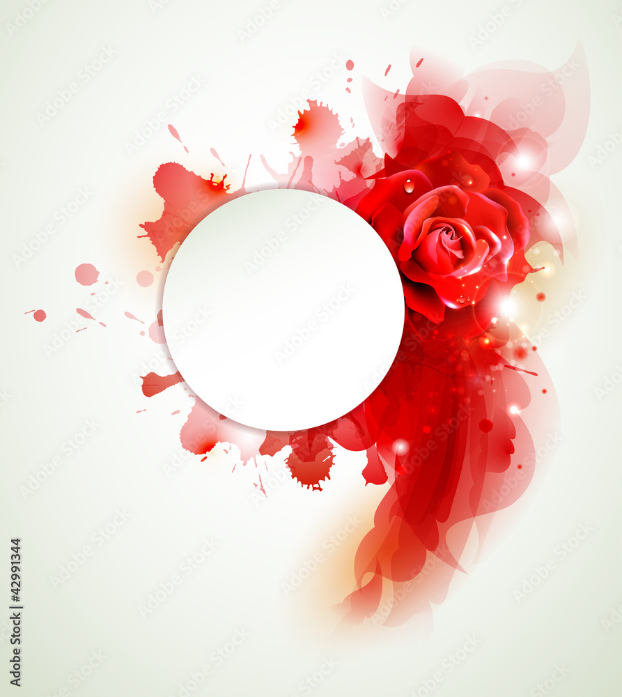 Poster Abstract background with rose and red elements