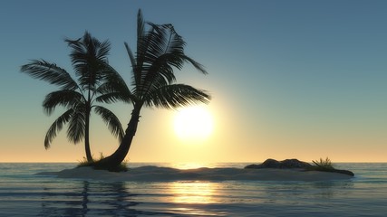 Obraz na płótnie Canvas klein Insel im Sonnenaufgang