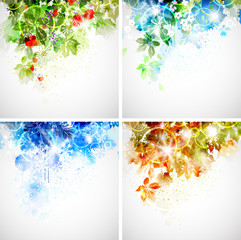 Fototapeta premium Set of four seasons background