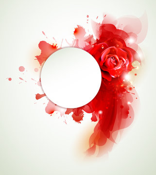 Abstract Background With Rose And Red Elements