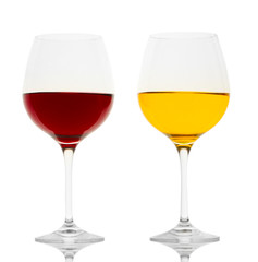 two glasses of wine isolated on white