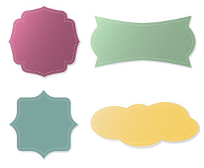 Elegant vector tags in different color over white