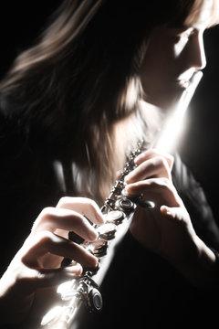 Musician flute playing