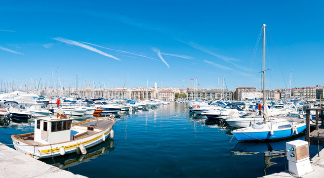 Panorama of the Marseille port.