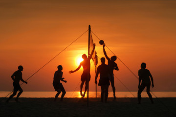 silhouette beach volleyball