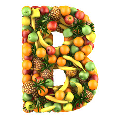 Letter - B made of fruits. Isolated on a white.