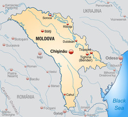 Übersichtskarte von Moldawien mit Nachbarländern