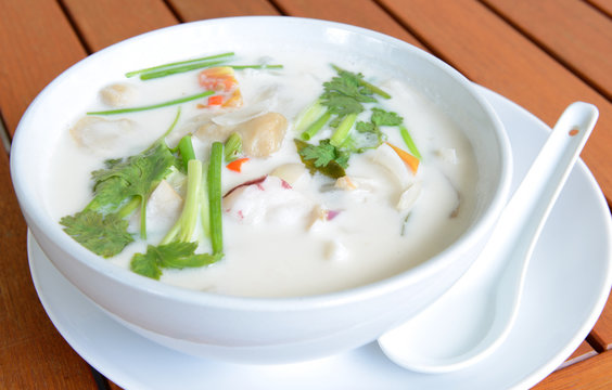 Seafood soup with coconut milk