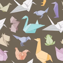 Papier Peint photo autocollant Animaux géométriques Modèle sans couture animaux origami