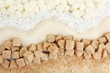 Sweetener with white and brown sugar close-up