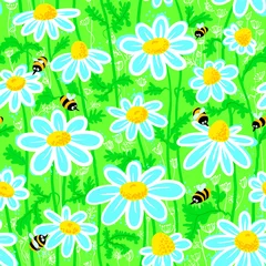 Wandcirkels tuinposter bijen en kamille © gollli