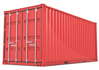 Cargo Container.  Red Cargo Container. Perspective view.