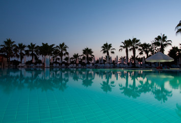Swimming pool in evening