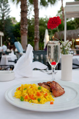 Dinner in open-air cafe