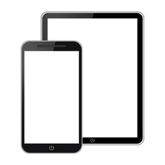 Mobile phone and tablet pc isolated on white background