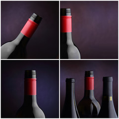 Wine bottle collage - four images