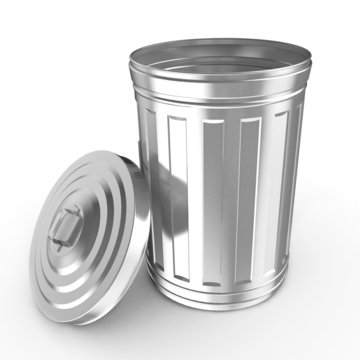 3d illustration of Steel trash can