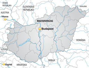 Ungarn und Umgebung mit Grenzen