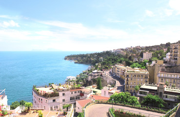 Fototapeta na wymiar Panorama of Naples and Mediterranean sea