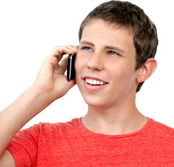 young boy talking on the phone