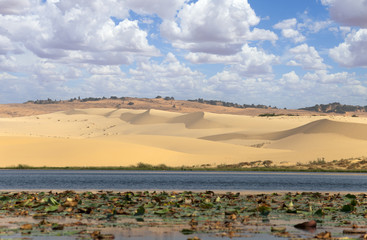 sand dunes with thw lake in Vietnam