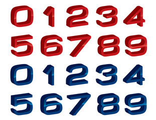 red and blue 3d numbers