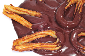 churros con chocolate, a typical Spanish sweet snack
