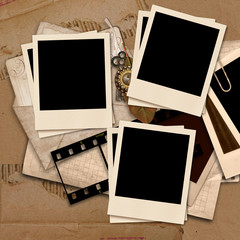 Vintage  background with polaroid frames