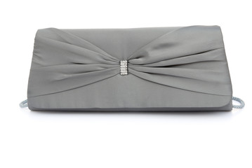 front view grey purse with clipping path
