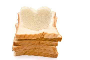 bread stack up with a heart shape on top with clipping path
